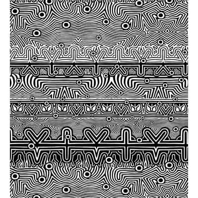 Nouvelle Vague Geometric Non-Pasted Matte Wallpaper Double Roll — Noir,Blanc