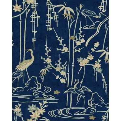Indigo Addiction Toile Non-Pasted Matte Wallpaper Roll — Indigo