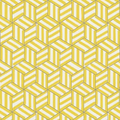 Schumacher x Miles Redd Tumbling Blocks Wallpaper — Citron