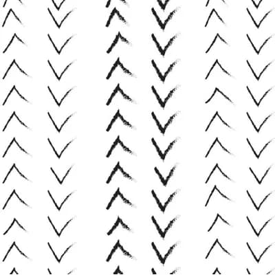 Thunderbird Tracks Chevron Fabric Peel & Stick Matte Wallpaper Roll by Jamie Graney — Black,White