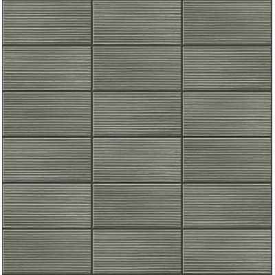 Luxe Haven Rib Tile 18' L x 20.5" W Peel and Stick Wallpaper Roll — Charcoal