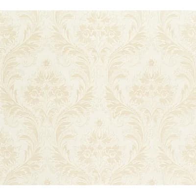 Neapolis 3 Traditional Floral Damask Design 33' L x 21" W Wallpaper Roll — Beige