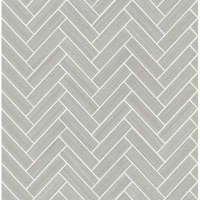 Chevron Vinyl Peel & Stick Metallic Wallpaper Roll — Warm Stone,Metallic Pearl