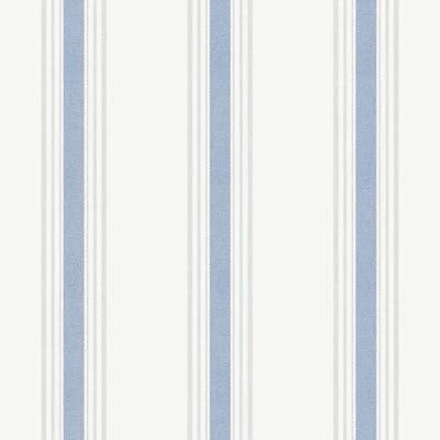 Spring Blossom Stripes Fabric Effect Design 33' x 21" Wallpaper Roll — Blue