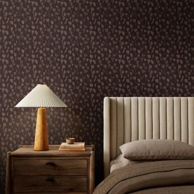 Floral Terralon Wallpaper Roll by Roseanne Kenny — Black,Tan II
