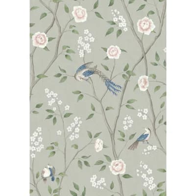Boråstapeter Paradise Birds Wallpaper — Cream,Green