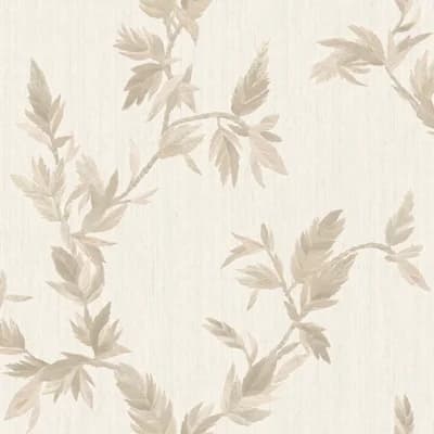 Ornamenta Collection Thin Leaf Shimmer Finish Wallpaper Roll — Cream