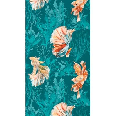 Halfmoon Wallpaper — Azurite,Coral