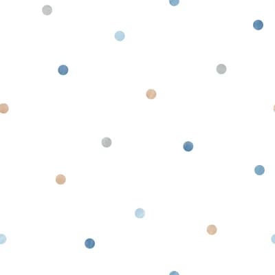 Just 4 Kids 2 Small Polka Dots 33' L x 21" W Wallpaper Roll — Blue,Gray