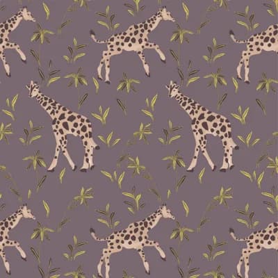 Gentle Giraffe Wallpaper — Grape Chartreuse