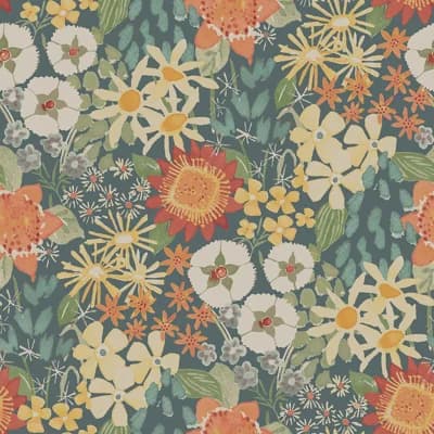 Anika Floral Non-Pasted Wallpaper Roll — Teal