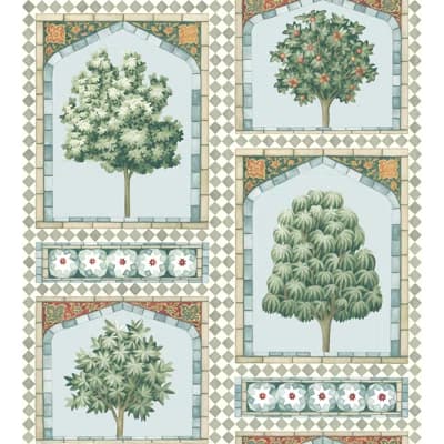 Floral Non-Pasted Matte Wallpaper Roll — Print Room Blue,Duck Egg