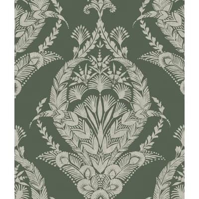Raido Damask Wallpaper Roll — Green
