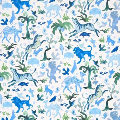 Schumacher x Happy Menocal Beasts Wallpaper — Blue,Green