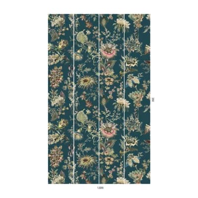 Flora Fantasia 9.84" L x 70.87" W Wallpaper Roll — Cerulean