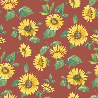 Just Kitchens Sunflower Trail 33' L x 21" W Wallpaper Roll — Red,Yellow,Green