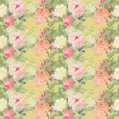 Les Fleurs Floral Grass Cloth Non-Pasted Metallic Wallpaper Roll — Yellow