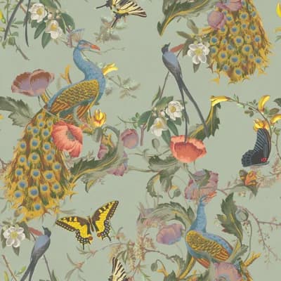 Yuki Osada Floral Non-Pasted Satin Wallpaper Double Roll — Sage Green