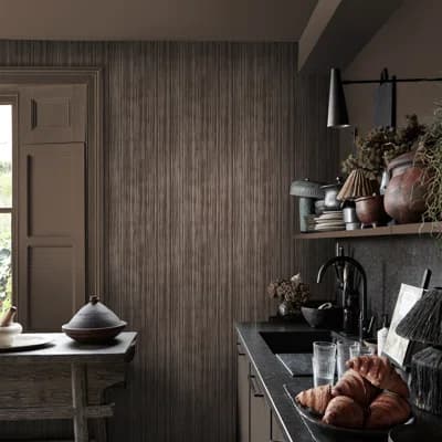 Linear Luxe Deep Greige Wallpaper — Brown