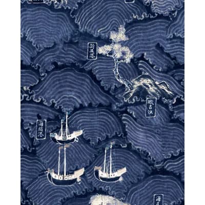 Indigo Addiction Toile Non-Pasted Matte Wallpaper Roll — Indigo,White