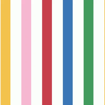 Children's Joules Striped Non-Pasted Matte Wallpaper Double Roll — White,Rainbow