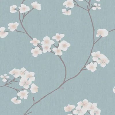 Transform Floral Vinyl Peel & Stick Matte Wallpaper Double Roll — Blue,Cream