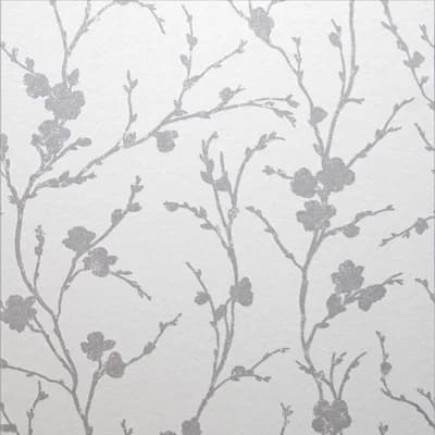 Meiying Floral Non-Pasted Metallic Wallpaper Roll — Chalk