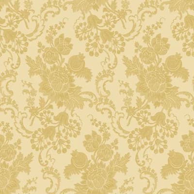 Italian Classics 4 Bunch Floral 3D Embossed Wallpaper Roll — Yellow