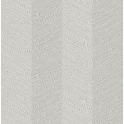 Chevron Vinyl Peel & Stick Satin Wallpaper Roll — Lunar Gray