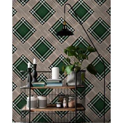 World of Fabrics Non-Pasted Matte Wallpaper Roll — Green,Brown,Black