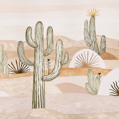 Schumacher x Abel Macias Desert Scape Panel Set — Beige,Brown