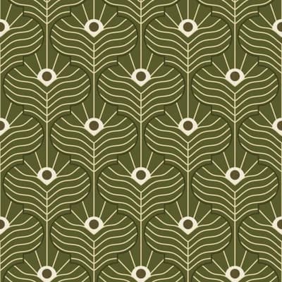 Moroccan Peacock 10' L x 24" W Wallpaper Roll — Olive
