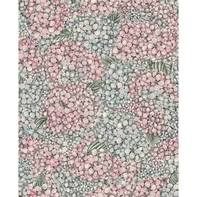 Ortensia Floral Wallpaper Roll — Pink,Blue