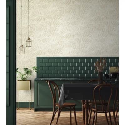 Feel Metallic Seashell Design 33' L x 21" W Wallpaper Roll — Beige