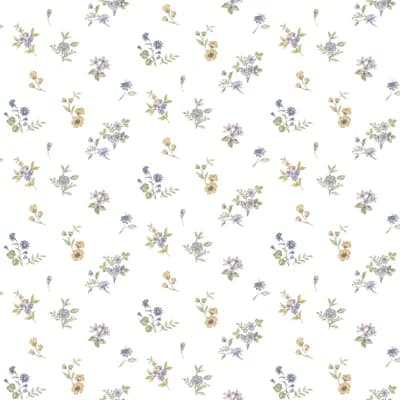 Blooming Garden Collection Allover Victoria Garden Wallpaper Roll — Blue
