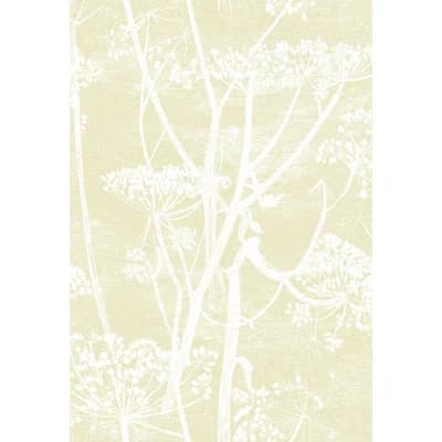 Cow Parsley Floral Non-Pasted Wallpaper Roll — Straw,White