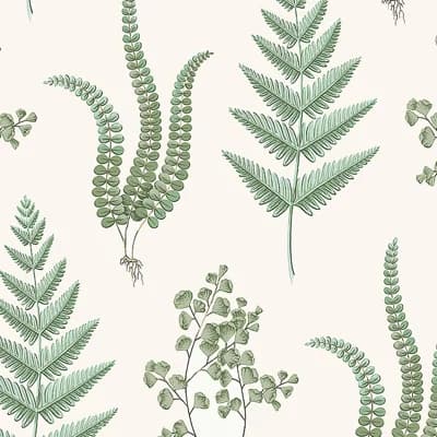 Boråstapeter Herba Wallpaper — White,Green