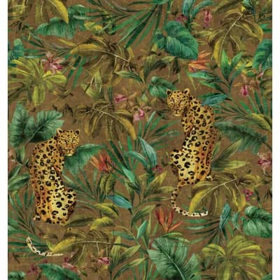 Floral Grass Cloth Non-Pasted Matte Wall Mural — Bronze Gold