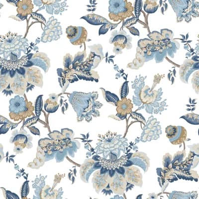 Blooming Garden Collection Jacobean Garden Wallpaper Roll — Navy