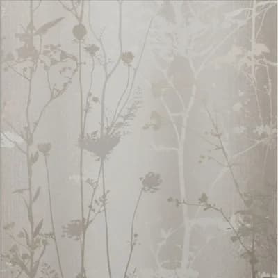 Floral Non-Pasted Metallic Wallpaper Roll — Beige