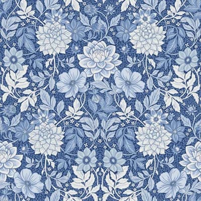 Boråstapeter Floral Non-Pasted Matte Wallpaper Roll — Blue,White