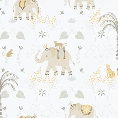 Bambino Collection Elefun Jungle Wallpaper Roll — Beige