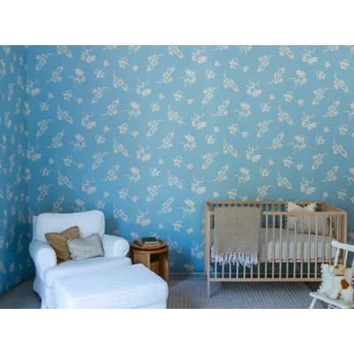 Floral Matte Wall Mural by Kate and Kasey — Blue