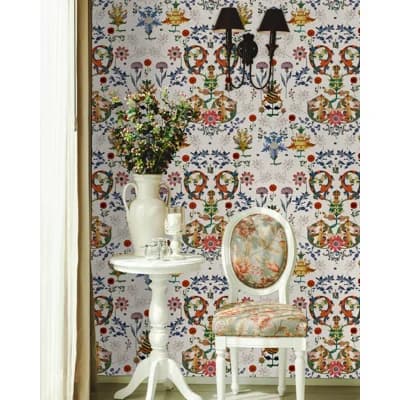 Hippie Spirit Floral Non-Pasted Matte Wallpaper Roll — Blue,Red,Yellow