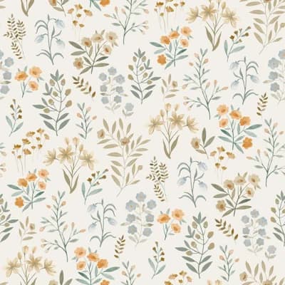 Inia Collection Floral Leaf Wallpaper Roll — Blue