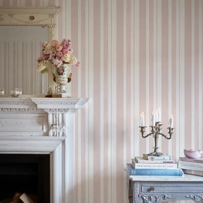 Rachel Ashwell Watercolour Stripe Grey Wallpaper — Pink