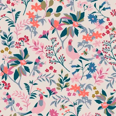Floral Non-Pasted Matte Wallpaper Double Roll — Cream,Pink,Blue,Green
