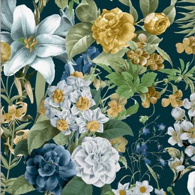 Floral Non-Pasted Matte Wallpaper Double Roll — Blue