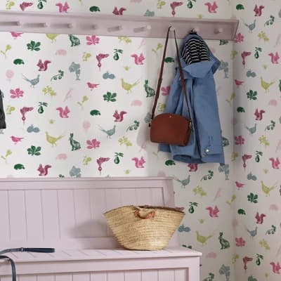 Non-Pasted Matte Wallpaper Double Roll — Ivory,Pink,Blue,Gold