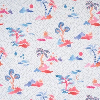 Schumacher x Happy Menocal Valletta Wallpaper — Sky,Pink